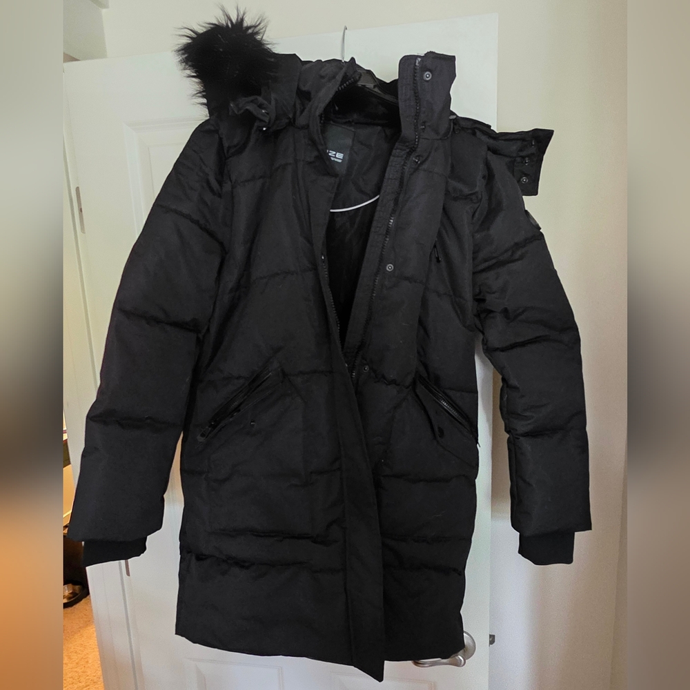 Noize Meg Faux Fur Trim Hooded Parka Coat